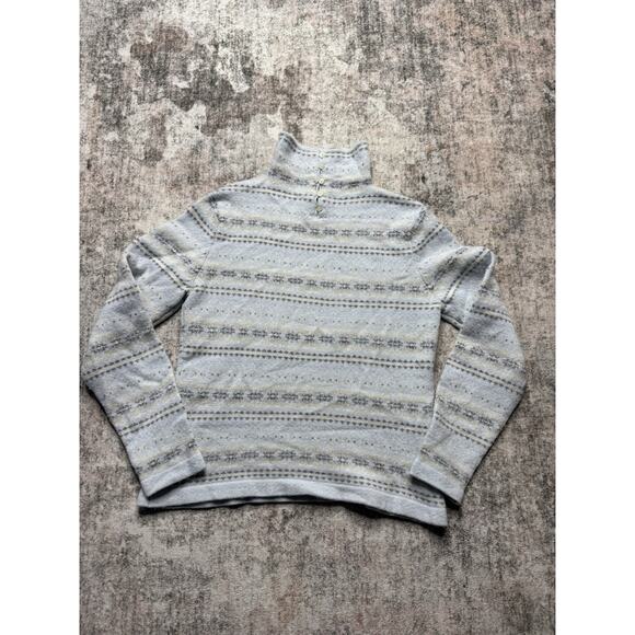 VTG Lauren Ralph Lauren Sweater M/L Fair Isle Snowflake Blue White Lambswool - Picture 8 of 8